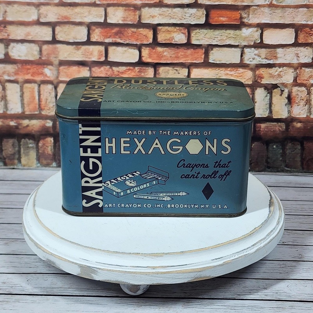 Vintage‎ 1930s Sargent Dustless Blackboard Crayon Tin Box Cottagecore